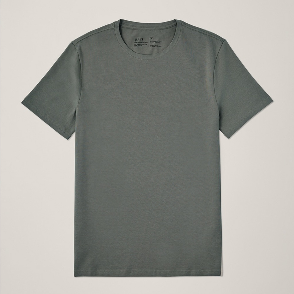 Pact Organic Cotton Slim Tee XXL Charcoal Soft Jersey Loungewear Travel Comfy